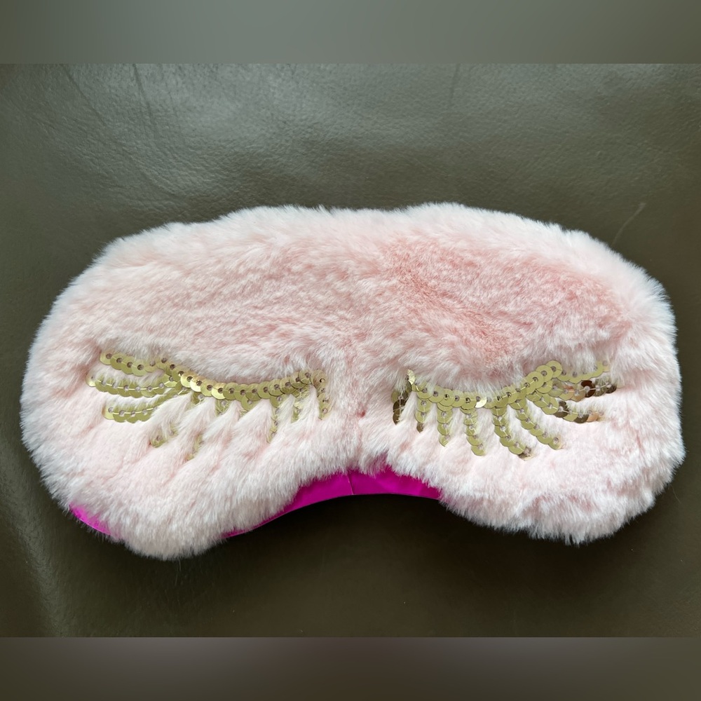 Icing Pink Sleep Mask with Gold Sequin Eyelashes - Picture 7 of 11